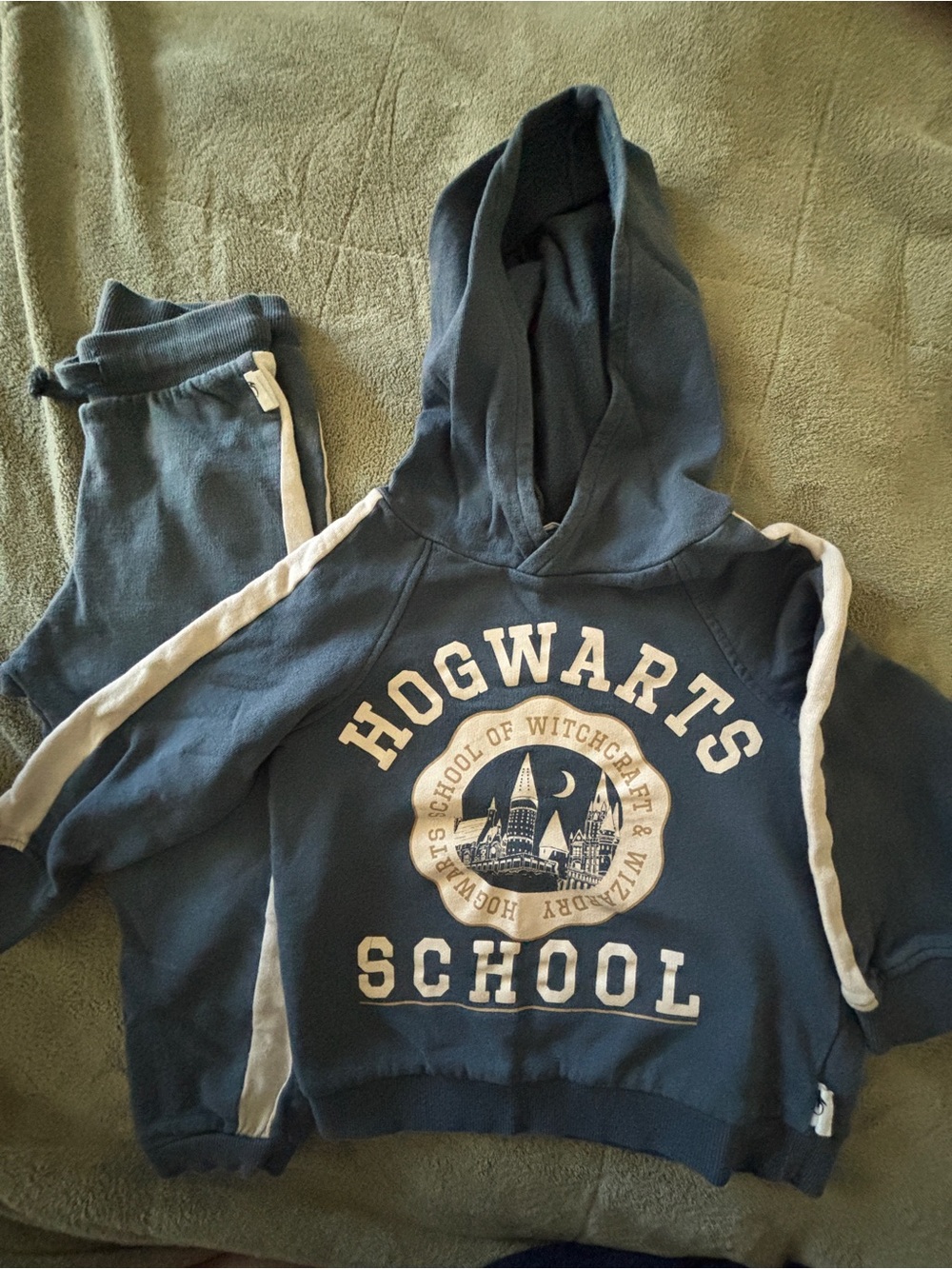H&M Kids Navy Hoodie & Sweatpants Set with Cream Accents